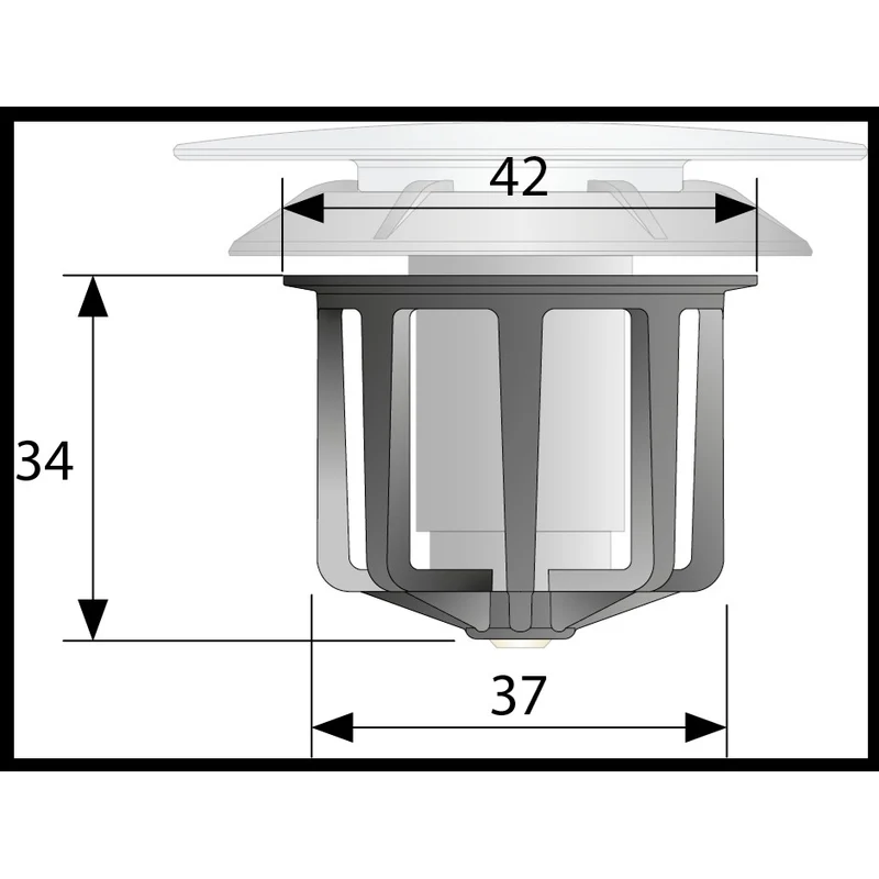 Bouchon universel à clic-clac Ø 63 x 1'' 1/4 po en laiton chromé - compatible avec les évacuations standard