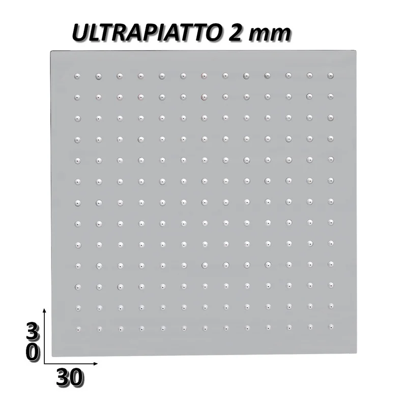 Pommeau de douche carré ultra-mince en acier inoxydable de 30 x 30 cm