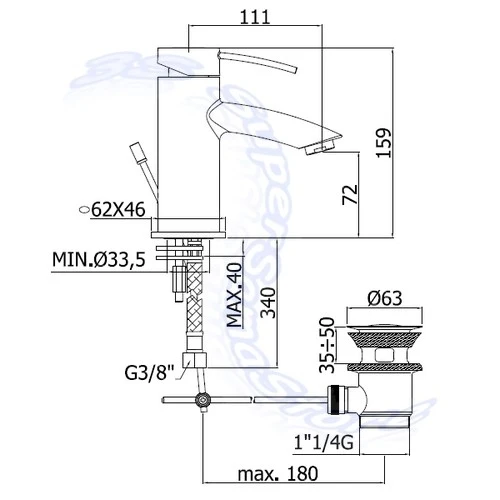 Mitigeur de lavabo BERRY BR075 CR avec bonde clic-clac