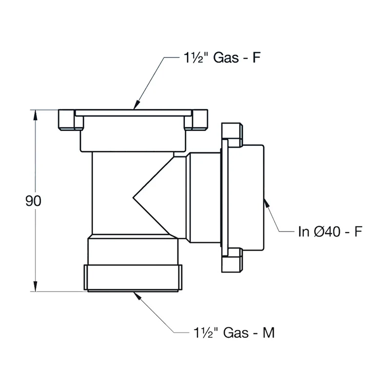 Raccord en T pour siphon de cuisine LIRA 1''1/2" pour raccordement supplémentaire à l'évacuation des condensats - lave-linge - lave-vaisselle