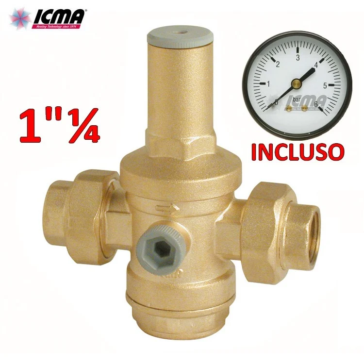 Réducteur de pression d'eau ICMA 1''1/4 F-F manomètre inclus