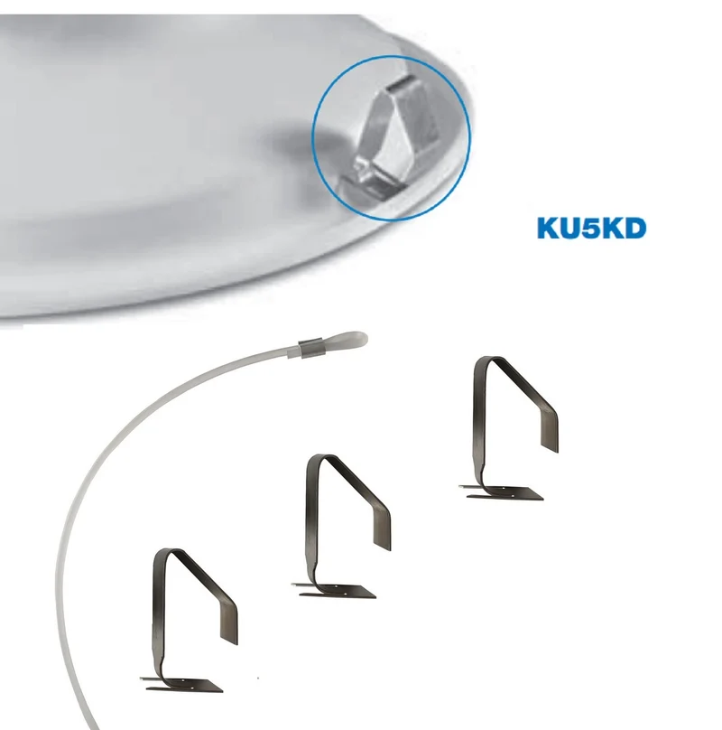 Jeu de 3 clips de fixation pour faux plafond, compatibles avec les anémostats de la série KU de Ø 200 mm.