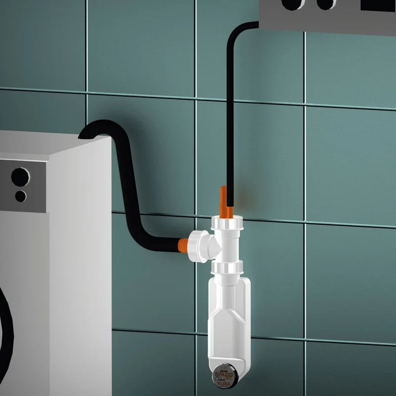 Siphon compact et inspectable à double raccordement pour la vidange des chaudières, lave-linge ou lave-vaisselle Spazio NT Clima