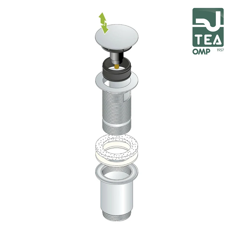 Bonde clic-clac TEA en laiton chromé pour lavabo et bidet - 7533.370.5