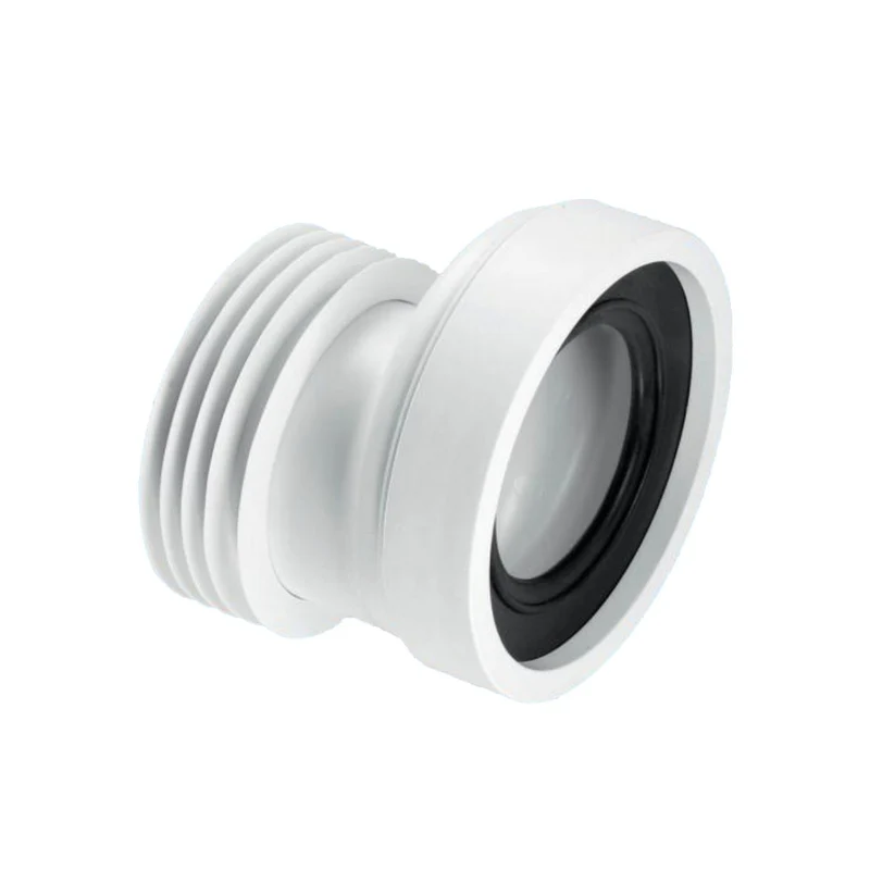 Rallonge excentrique en polypropylène blanc pour raccord de vidange de WC Ø 90-110 mm