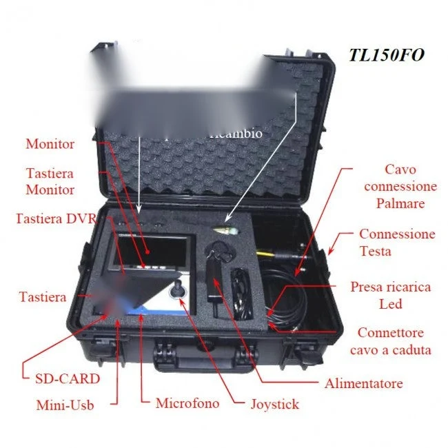 Caméra de surveillance couleur pour inspections vidéo des canalisations et conduits de fumée - TL150FO Tecnocontrol