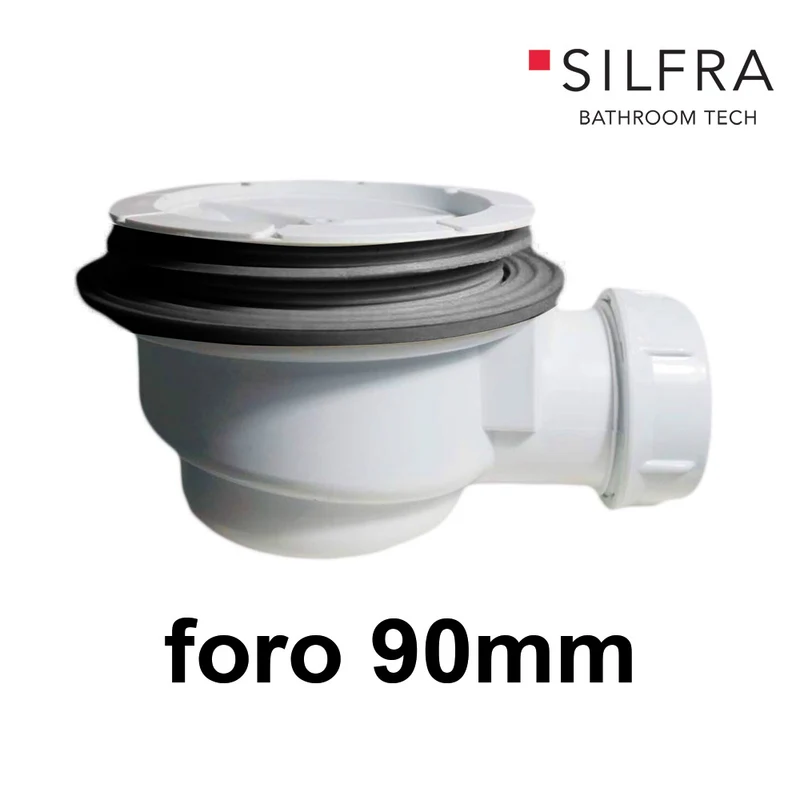 Bonde de receveur de douche extra-plate avec orifice de 90 mm de diamètre et capuchon chromé - Silfra