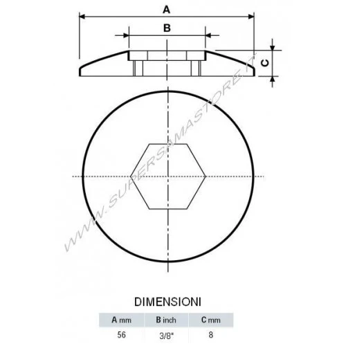 Paire de rosaces chromées avec trou hexagonal de 3/8".