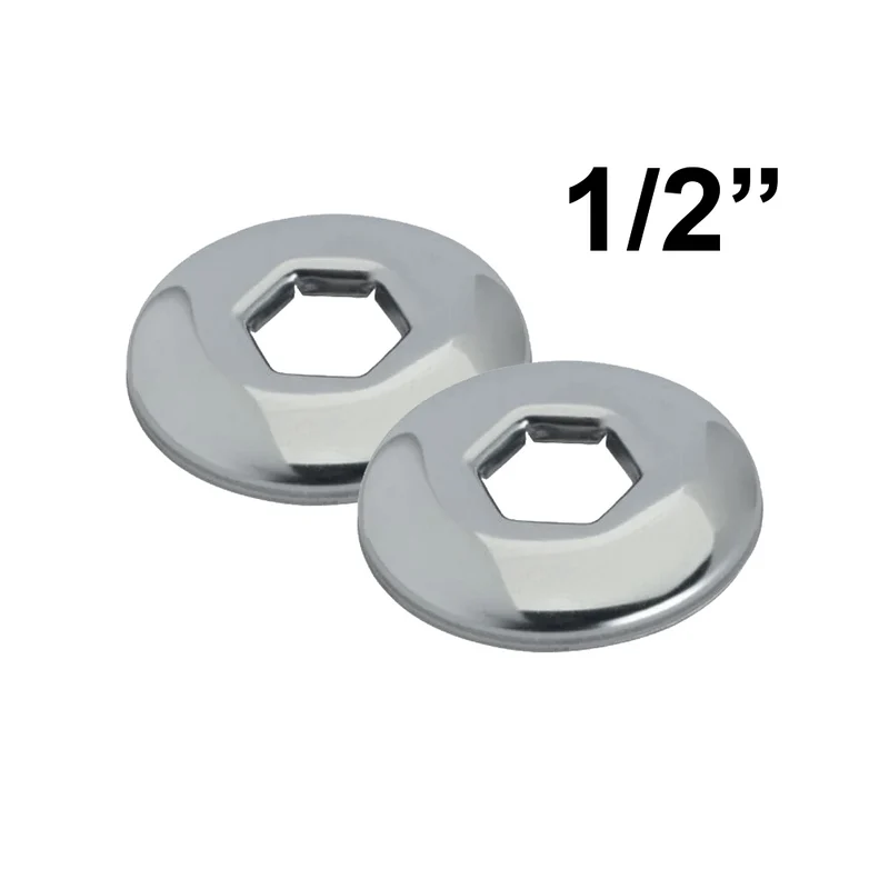 Paire de rosaces chromées avec trou hexagonal de 1/2 pouce