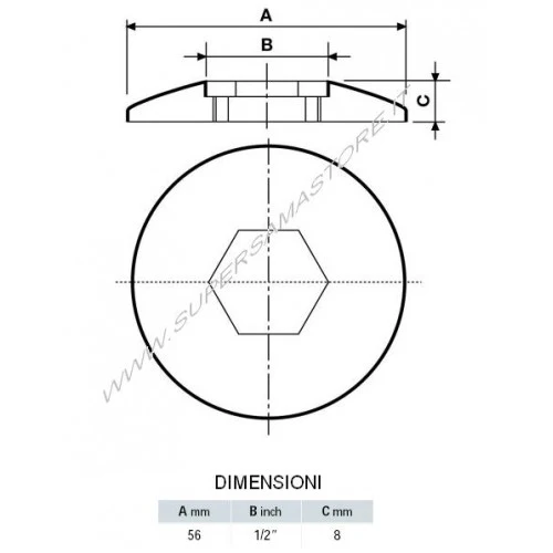 Paire de rosaces chromées avec trou hexagonal de 1/2 pouce