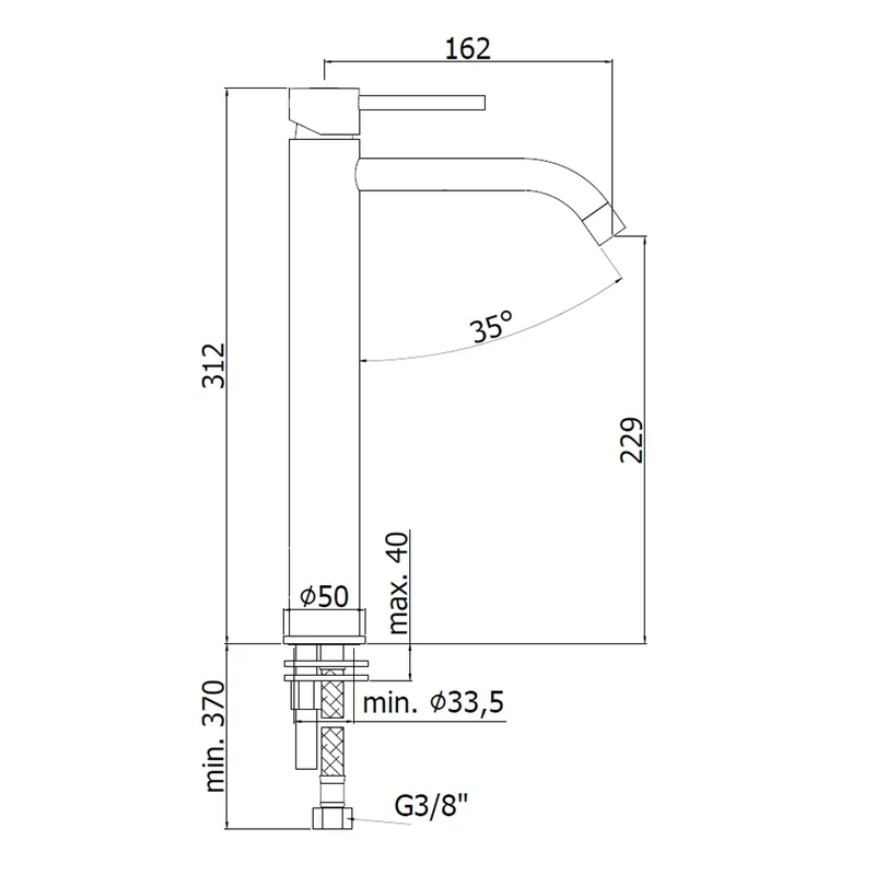 Mitigeur de lavabo allongé PAFFONI FONTE LIG081 CR LIGHT LIGHT sans bonde