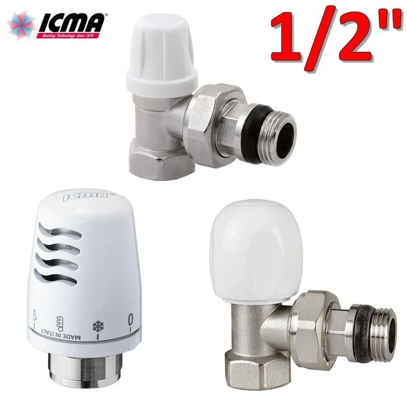 Kit thermostatique ICMA - vanne + support + tête thermostatique 1/2'' avec raccord en fer