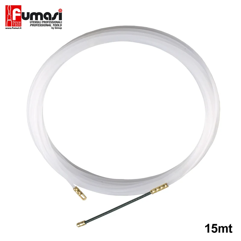 Sonde de traction de câble électrique Fumasi, ressort en nylon, longueur 15 mètres, diamètre 4 mm