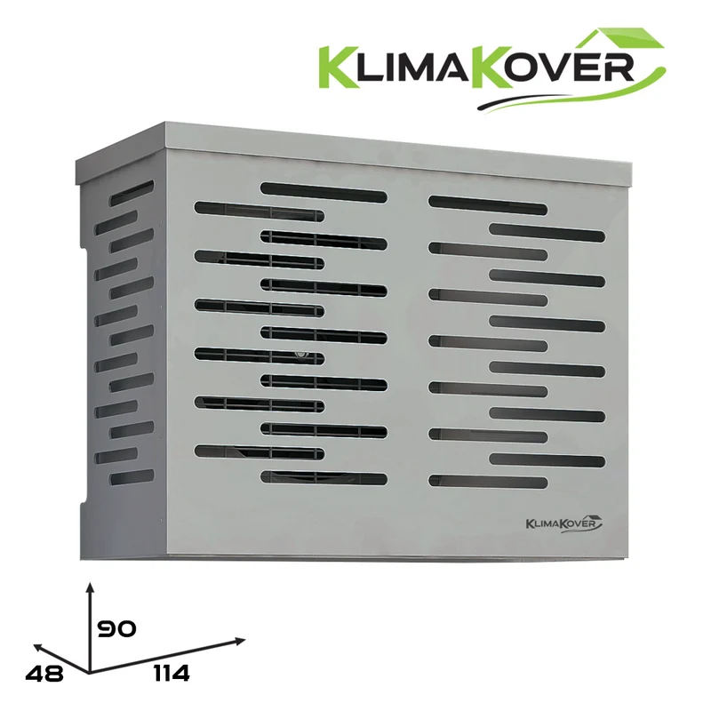 Cache-climatiseur design K-114S 114 x 90 x 48 cm argent en aluminium pour unités extérieures