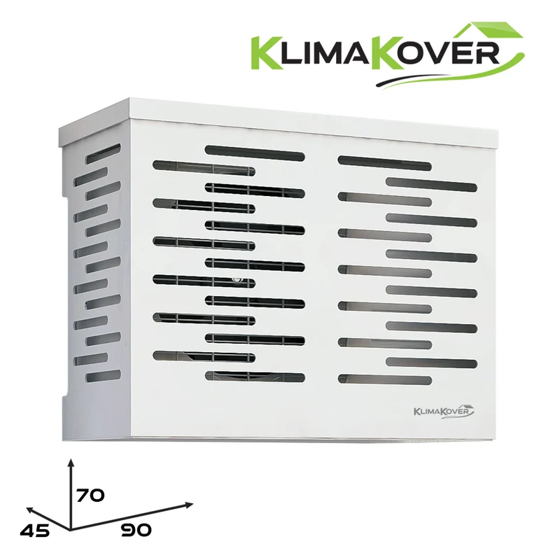 Cache-climatiseur design KLIMAKOVER K-900W, 90 x 70 x 45 cm, blanc, en aluminium, pour unités extérieures
