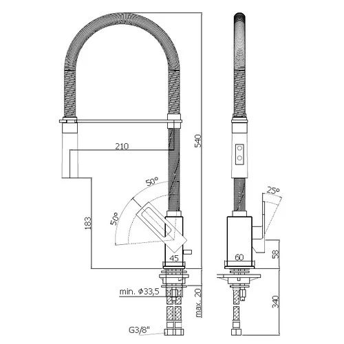 Mitigeur d'évier de cuisine professionnel Paffoni EF179 CR EFFE - 2 jets