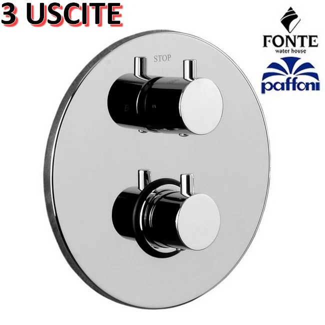 Mitigeur thermostatique de douche intégré avec inverseur 3 voies - LIQ019 CR LIGHT Paffoni, plaque ronde