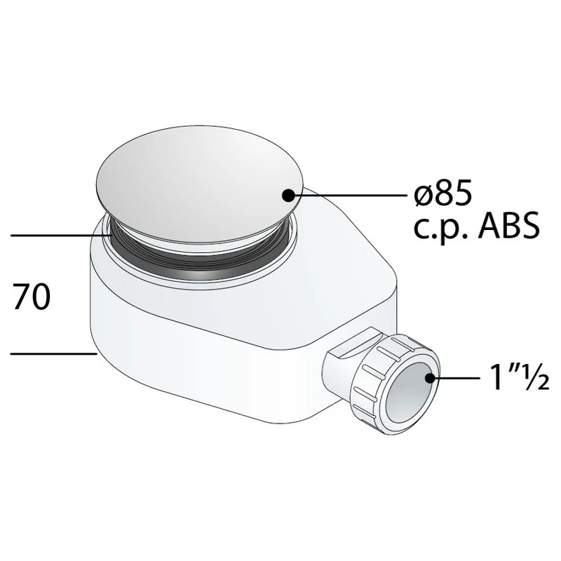 Bonde de douche en PP avec grille ABS pour receveur de douche avec trou de Ø 60 mm - TEA