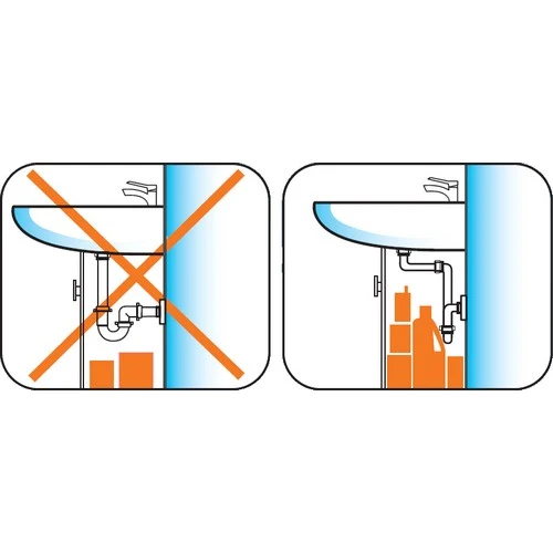 Siphon de salle de bain LIRA compact pour lavabos avec raccords de 1" et 1"1/4".