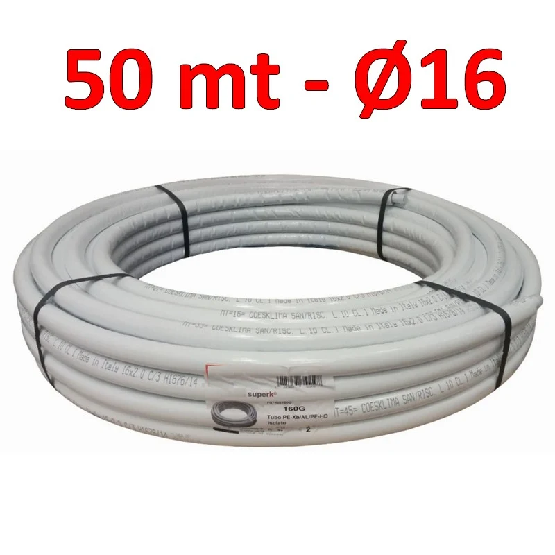 Tuyau multicouche isolé pour eau Ø 16 x 2 mm - rouleau de 50 m