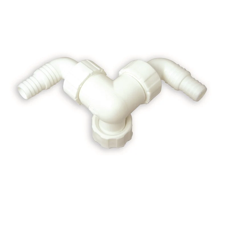 Raccord d'évacuation double pour lave-linge et lave-vaisselle avec raccord pivotant de 1 pouce.