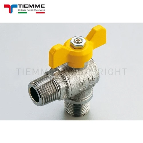 Robinet à gaz sphérique Vanne 1/2'' carré M-M jaune à levier papillon - TIEMME