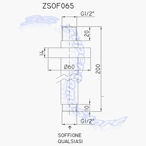 Bras de douche vertical de plafond Paffoni ZSOF065CR 20 cm