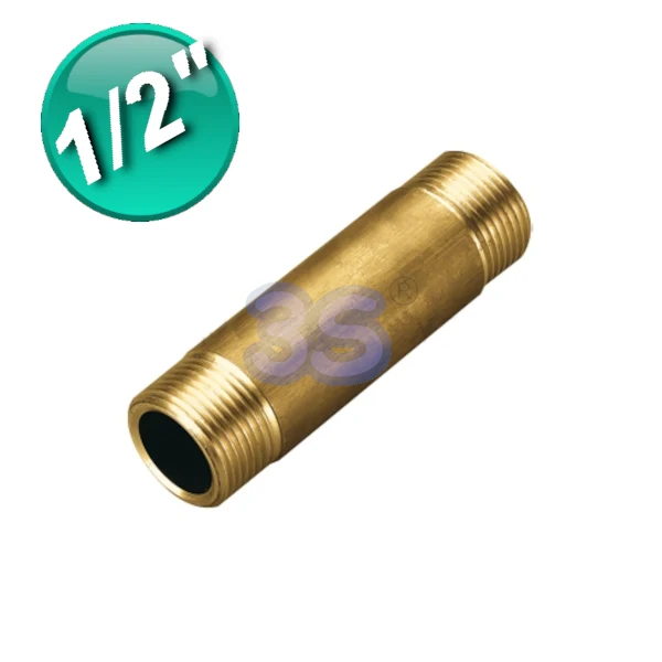 Raccord mâle-mâle 1/2" x 100 mm - 10 cm en laiton