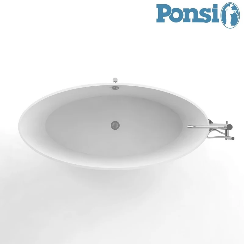 Baignoire ovale en résine effet marbre Ponsi Sigma avec structure de support - 159 x 72 cm