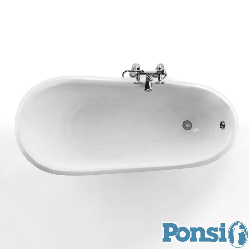 Baignoire Ponsi LAMBDA en résine effet marbre avec pieds chromés - 167 x 76 cm