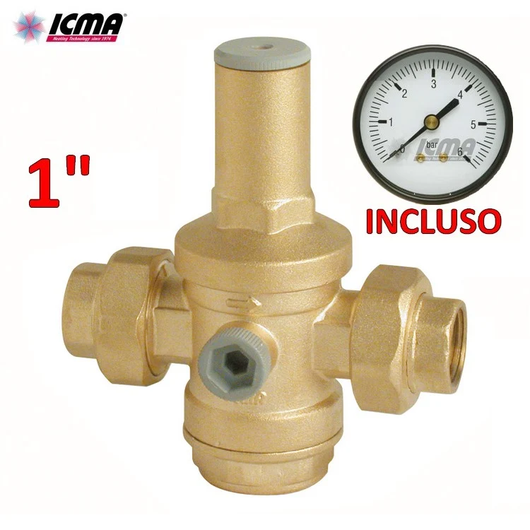 Réducteur de pression d'eau ICMA 1'' F-F manomètre inclus