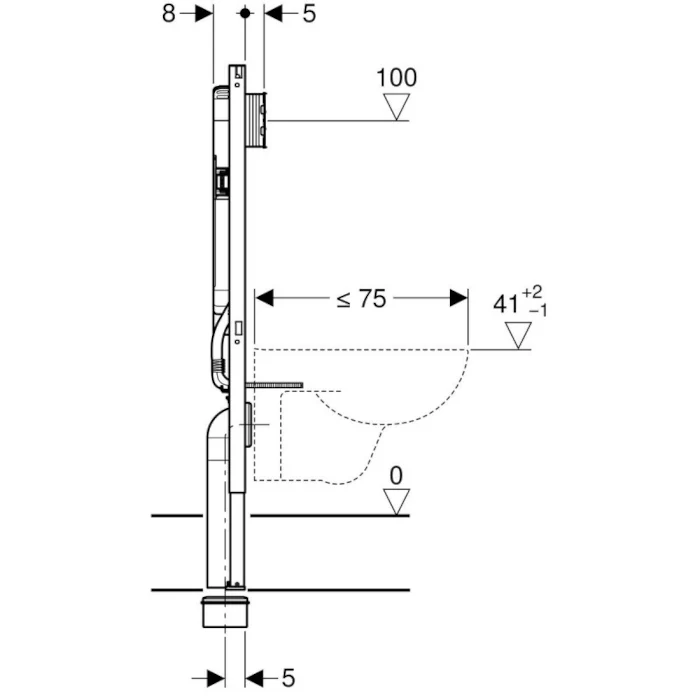 Support GEBERIT DUOFIX pour WC suspendu avec réservoir SIGMA 8 cm