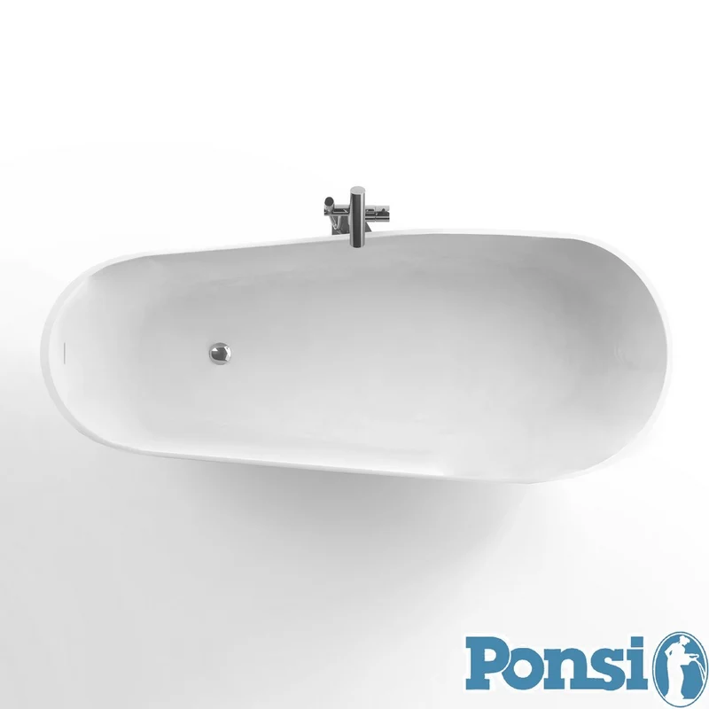 Baignoire Ponsi BETA en résine effet marbre avec structure de support - 170 x 70 cm