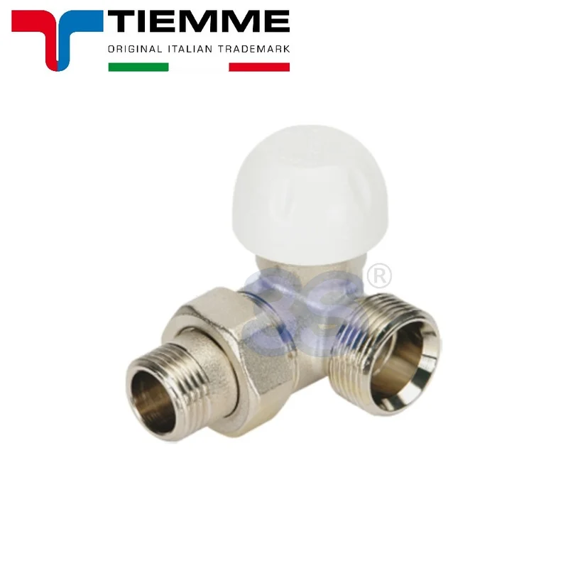 Robinet thermostatique coaxial 1/2'' à droite pour radiateur avec raccord en cuivre - TIEMME