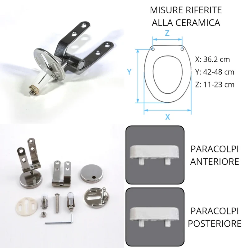 Abattant compatible avec les toilettes suspendues GEMMA 2 DUE en blanc Dolomite, modèle européen avec charnières en acier.
