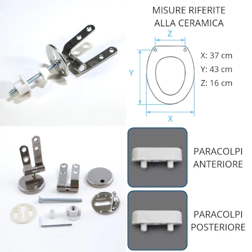 Abattant compatible avec les toilettes ZERO LIGHT Catalano, coloris blanc européen, charnières en acier.