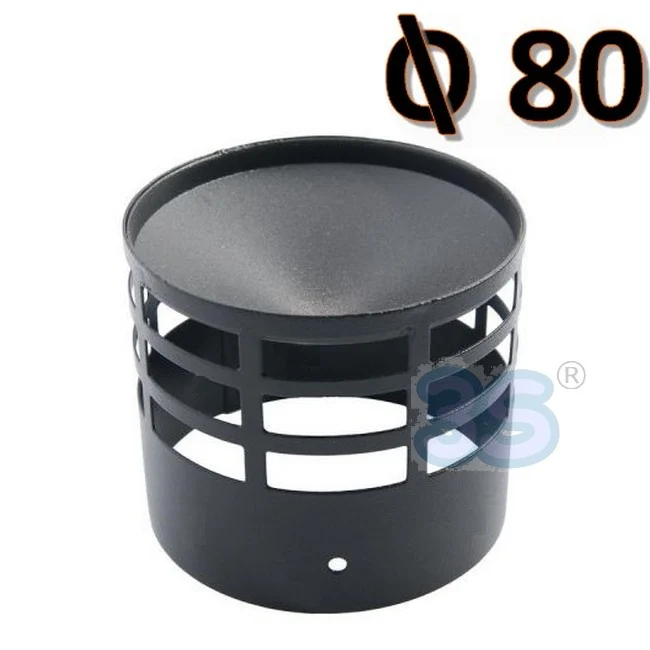 Grille de raccordement 3S pour cheminée de poêle à granulés Ø 80 mm, acier, couleur noire