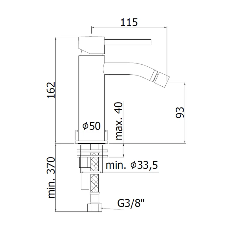Mitigeur de bidet Paffoni Fonte LIG131 CR LIGHT - sans vidange