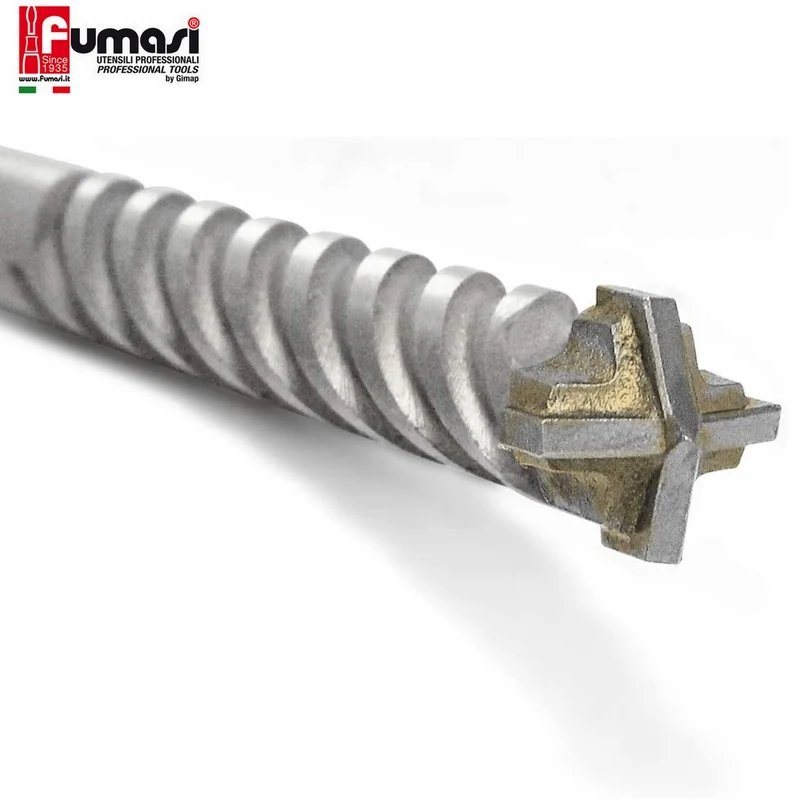 Foret à percussion SDS-PLUS 16 mm x 160 mm pour béton et maçonnerie, avec 4 dents de coupe et 4 spirales