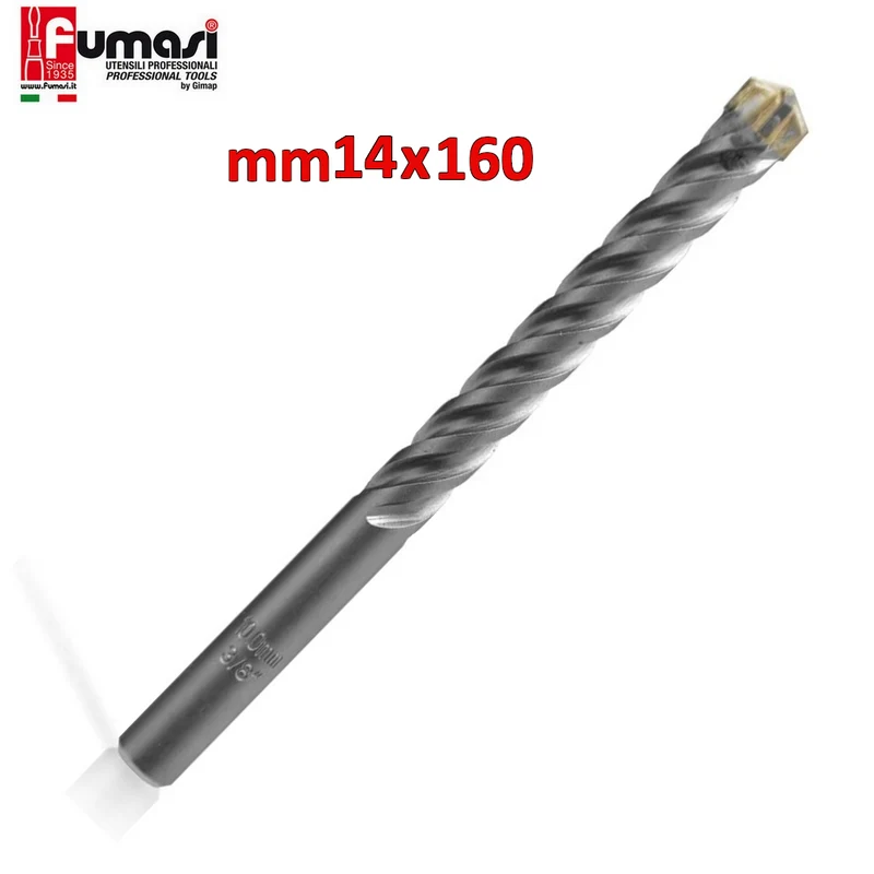 Foret SDS-PLUS pour perceuse et perceuse à percussion, 14 x 160 mm, pour béton et maçonnerie, avec 4 dents et 4 spirales
