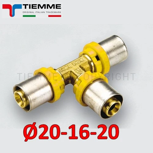 Raccord en T multicouche pour gaz - Té réduit Ø 20x16x20 mm
