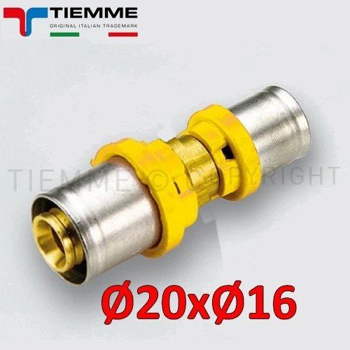 Multicouche pour gaz - manchon réduit à double joint droit Ø 16x20 mm