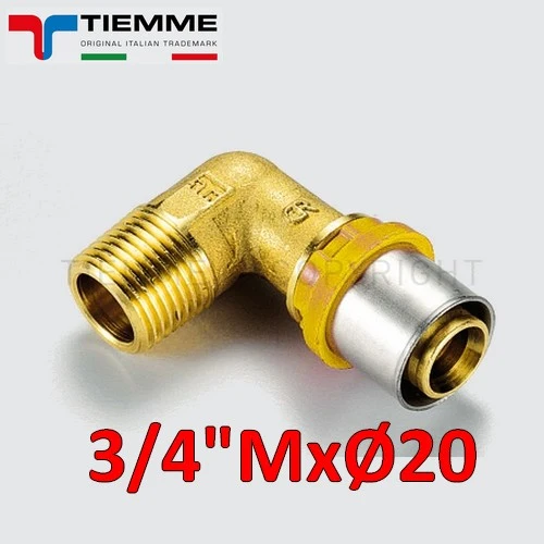 Tuyau de gaz multicouche - Raccord coudé mâle 3/4'' x Ø 20 mm