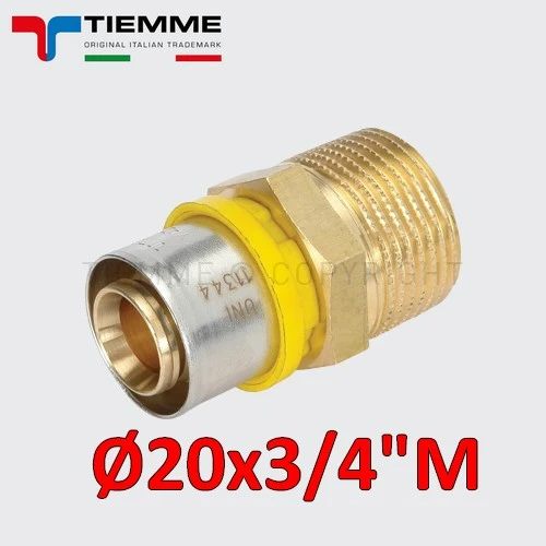 Raccord multicouche pour gaz - raccord mâle droit 3/4'' x Ø 20 mm