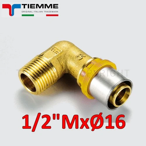 Tuyau de gaz multicouche - coude mâle courbé 1/2'' x Ø 16 mm