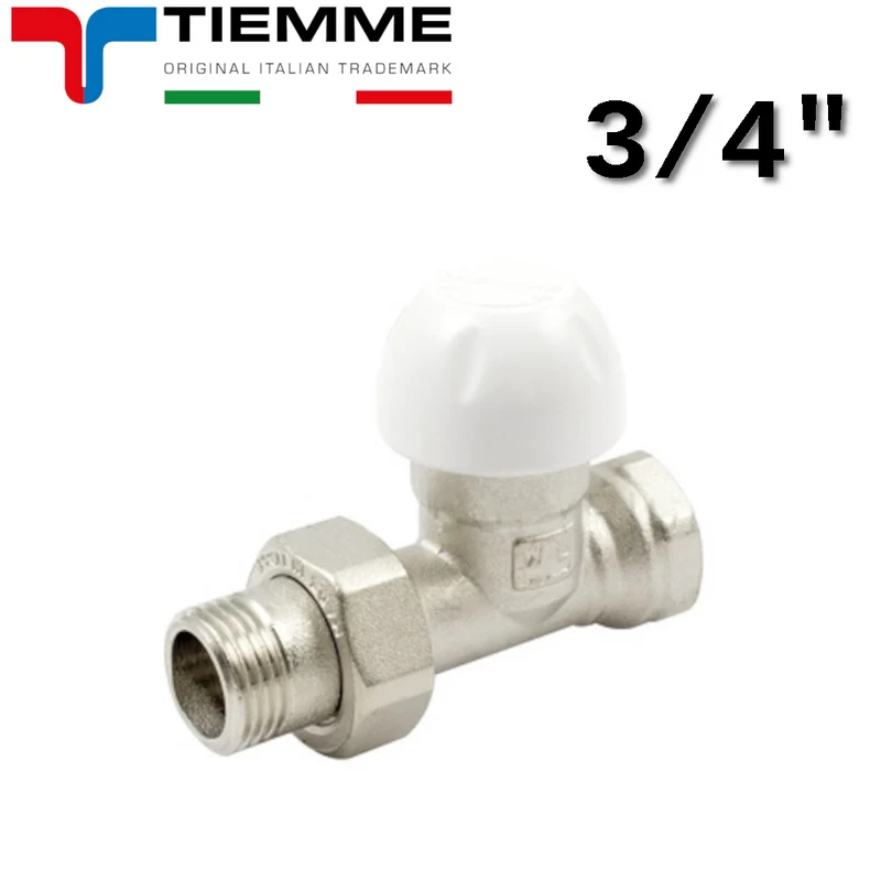 Vanne thermostatique droite 3/4'' avec raccord en fer, hotte de chantier TIEMME série 3307
