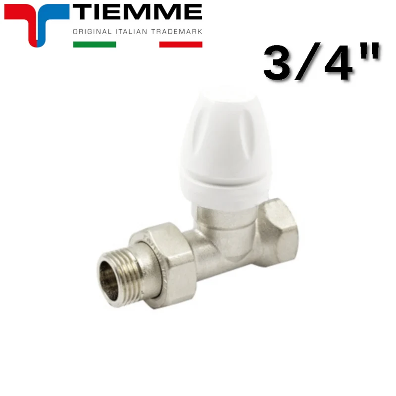Robinet thermostatique droit 3/4'' pour radiateur avec raccord en fer, série TIEMME 3305