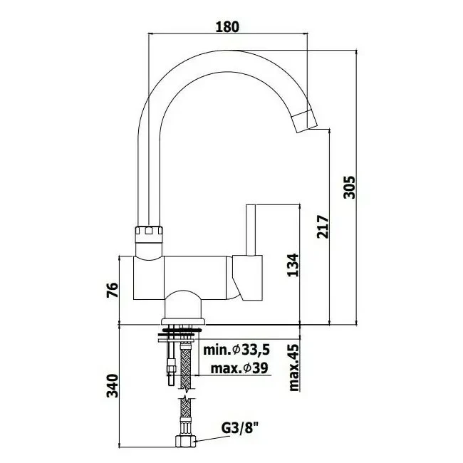 Mitigeur d'évier de cuisine Paffoni Stick SK189CR avec bec inclinable