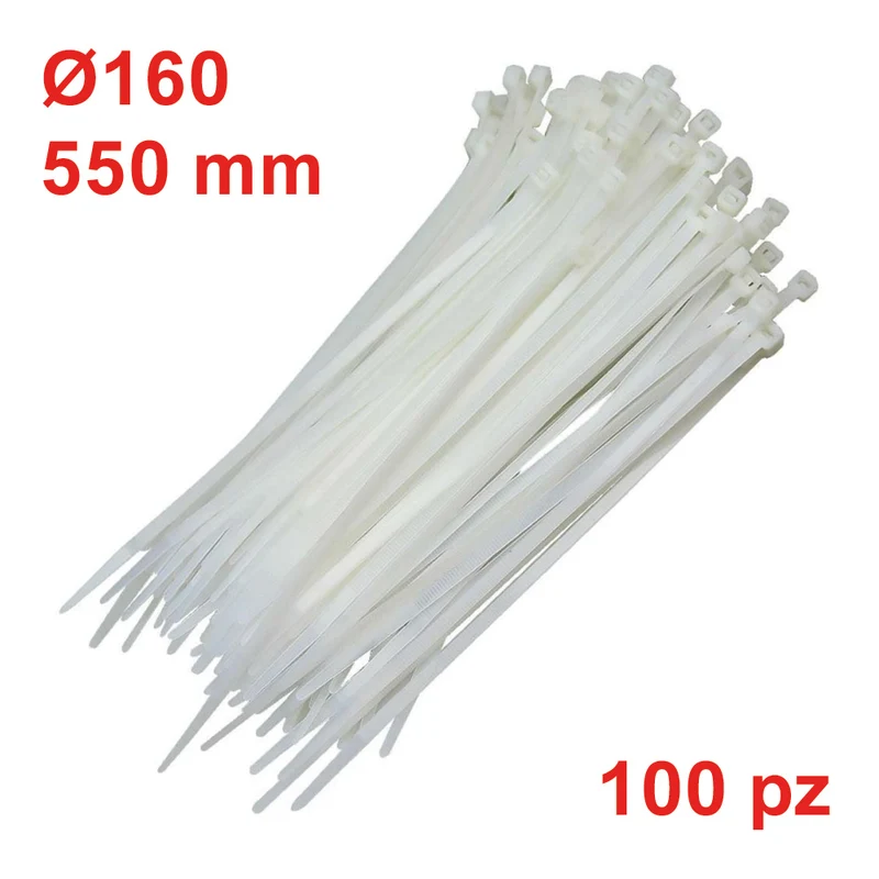 Colliers de serrage en nylon pour tuyaux jusqu'à Ø160 mm - longueur 550 mm - lot de 100