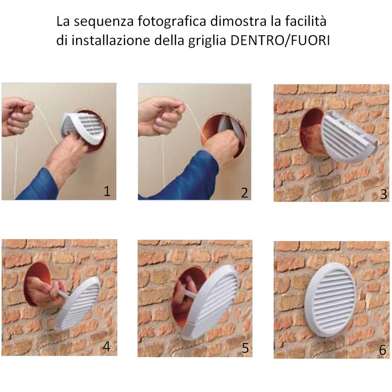 Grille de ventilation pliante IN/OUT Ø 186 mm en plastique avec maille et ressorts